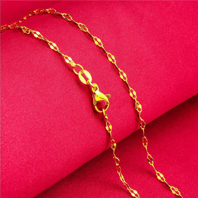 Women's Lobster Buckle Color Gold Plated Water Wave Chain Snake Bones Necklace