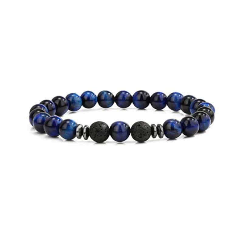 Beads Yellow Blue Tigereye Elastic String Bracelet