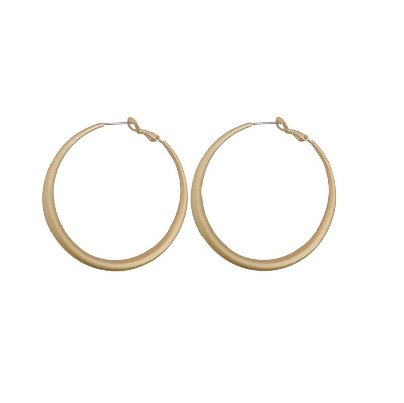 Women's Exaggerated Temperamental Matte Gold Big Ear Round Stud Earrings