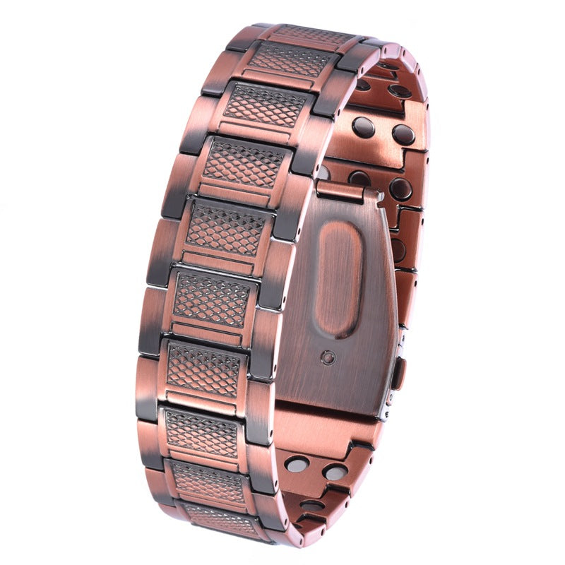 Men's Retro Double Row Magnet Magnetic Energy Bronze Therapy Bracelets