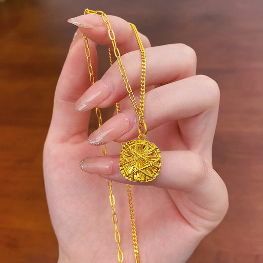 Gold Brushed Flash Elegant Sugar Integrated Chain Light Luxury Necklace