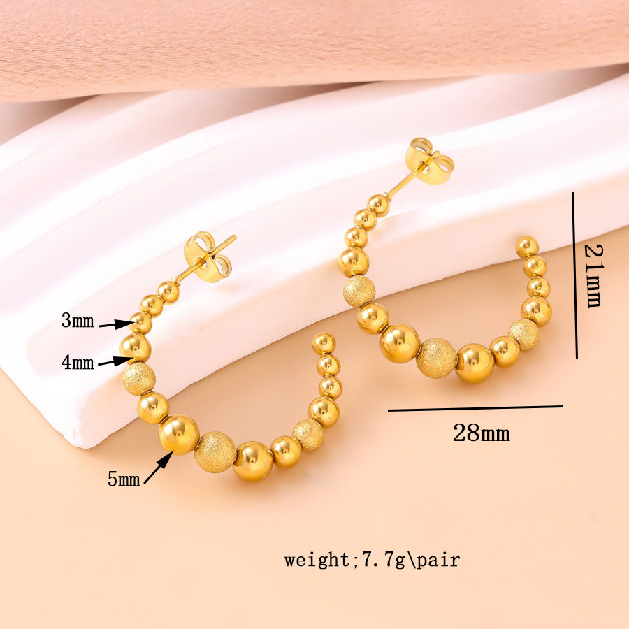Personality Stitching Design Temperament Elegant Gold Titanium Steel Geometric Shape Stud Earrings