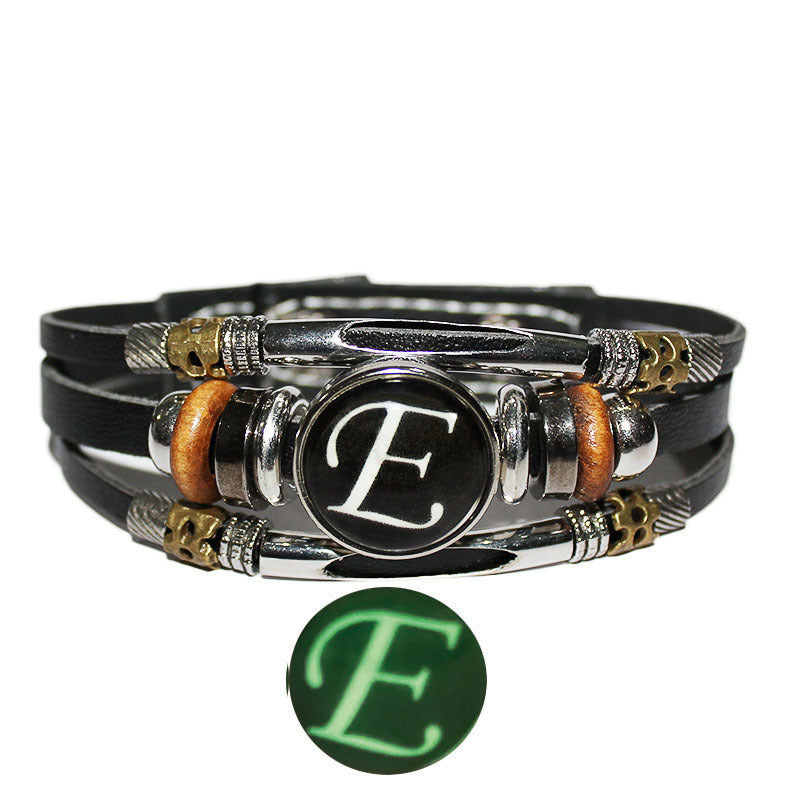 Letter Leather Couple Retro Punk Beaded Bracelets