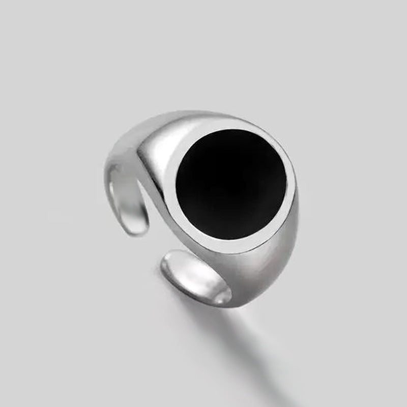 Fashion Geometry Pattern Square Round Smooth Opening Male Rings