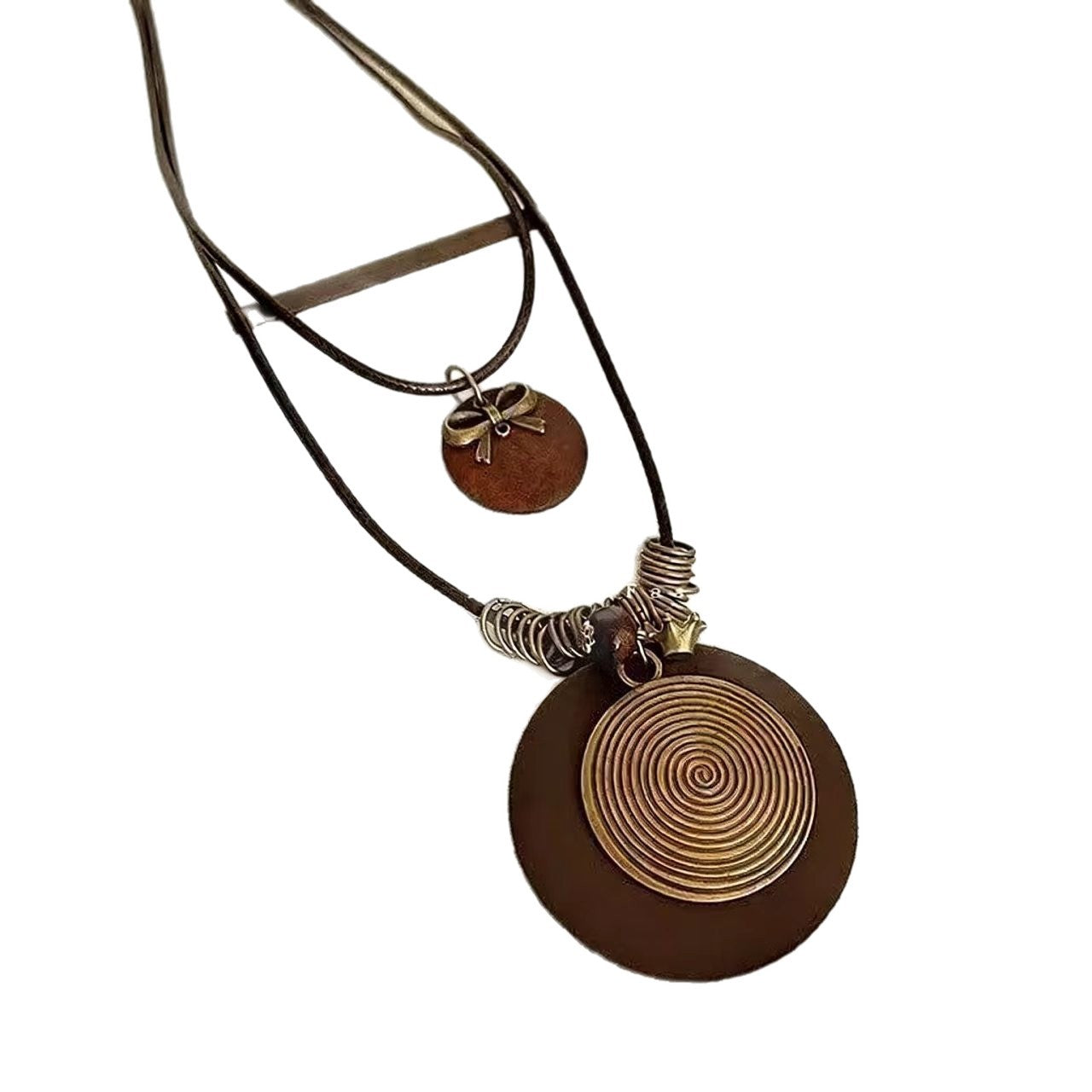 Women's Chinese Zen Retro Long Feather Bohemian Ethnic Style Double Layer Necklaces