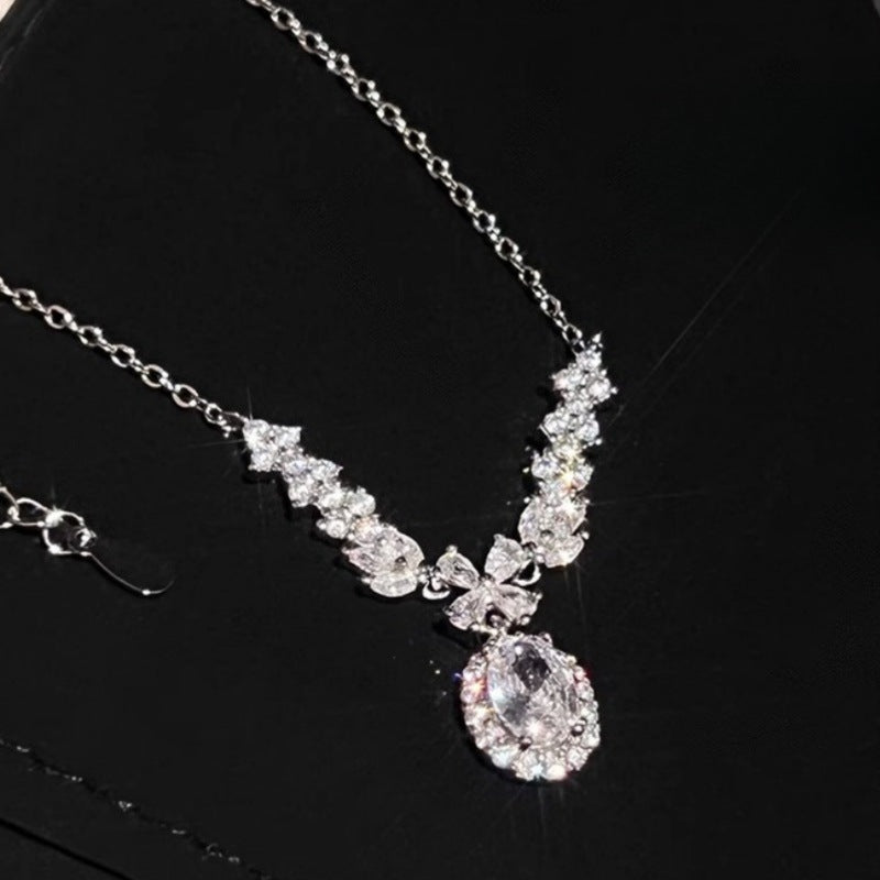 Wings Trendy Autumn Flash Goose Egg Gem Sier Clavicle Necklace