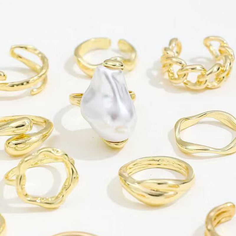 Women's Fashion Irregular Shaped Baroque Geometric Open Ring
