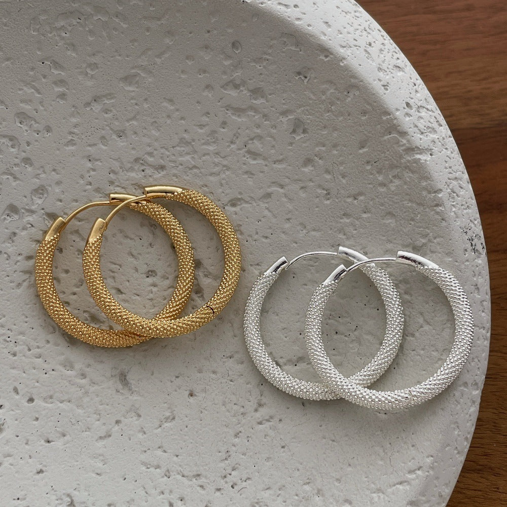 Women's Real Gold Plated Round Metal Ear Graceful Temperamental Earrings