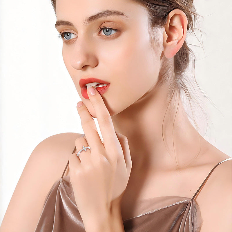 Geometric Cross Female Entire Sterling Sier Affordable Rings