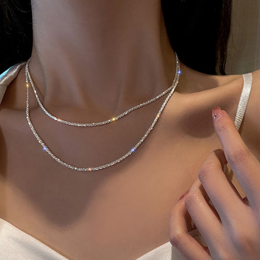 Luxury Cold Style Sparkling Stringed Pearls Flash Necklaces