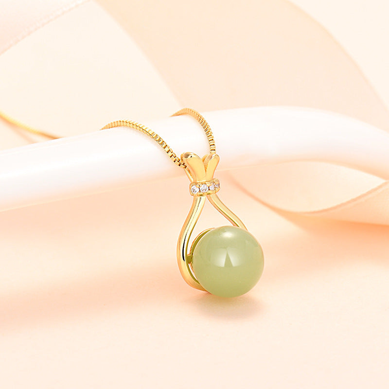 Women's Bag For Niche Design Imitation Natural Jade Clavicle Chain Fresh Pendants