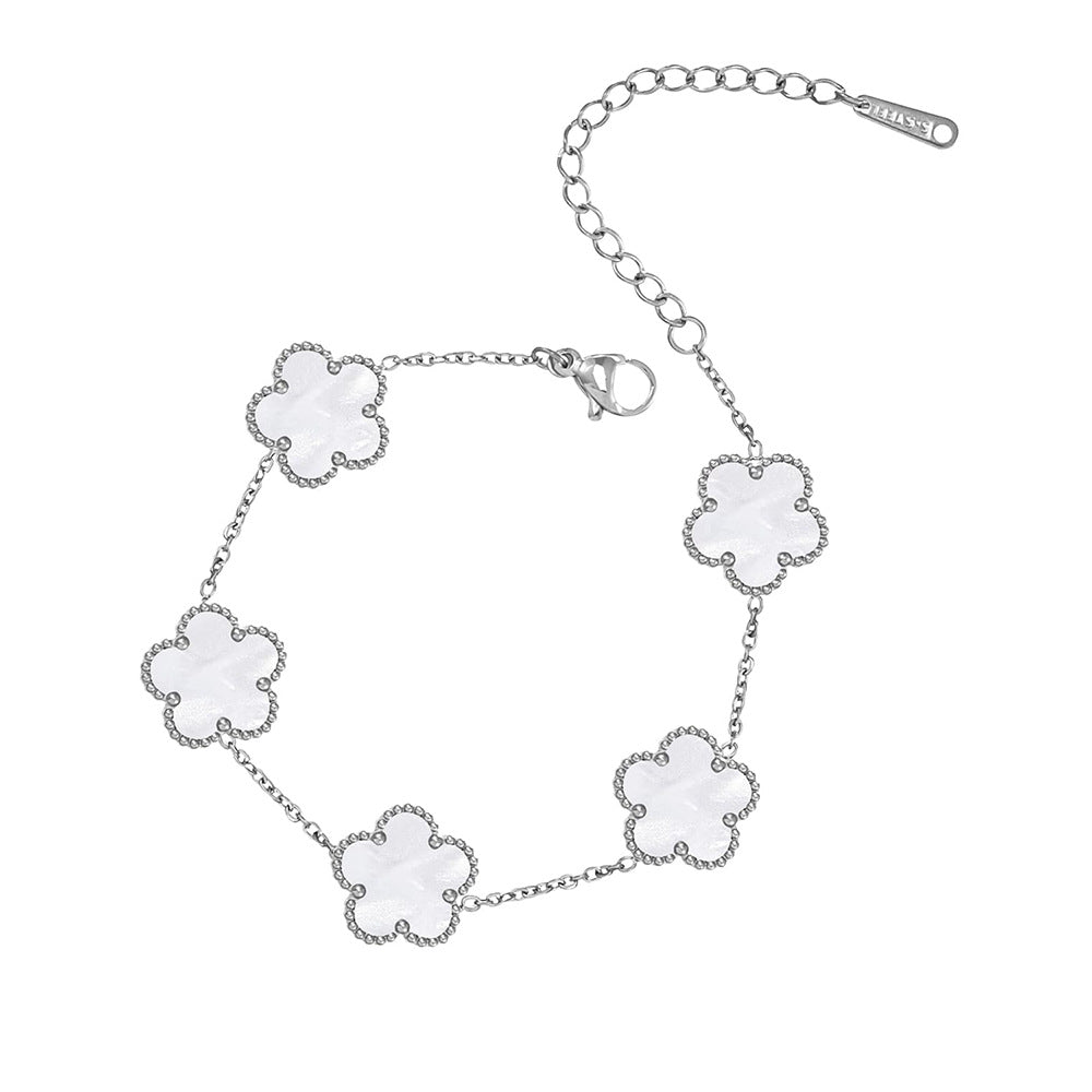 Parthenocissus Grass Fashion Five-leaf Flower Three-piece Ear Stainless Bracelet