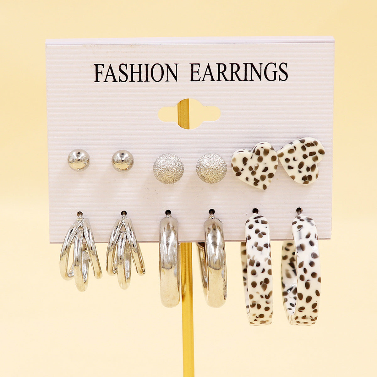 Women's Color Resin Leopard Print Pairs Retro Fashion Earrings