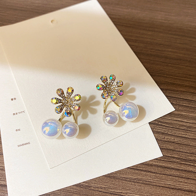 Diamond Fashion Star Moon Personality Tassel Ear Clip Stud Earrings