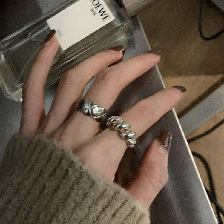 Sterling Sier Croissant Diamond Female Niche Design Index Finger Fashion Ring