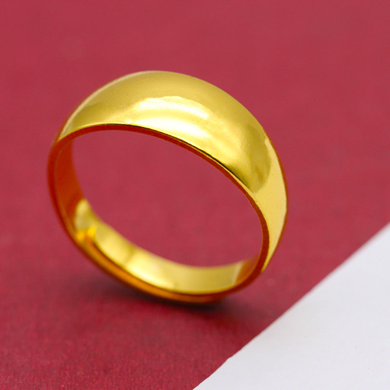 Women's & Men's Seal Thickened Gold-plated Smooth Opening Imitation Gold Rings