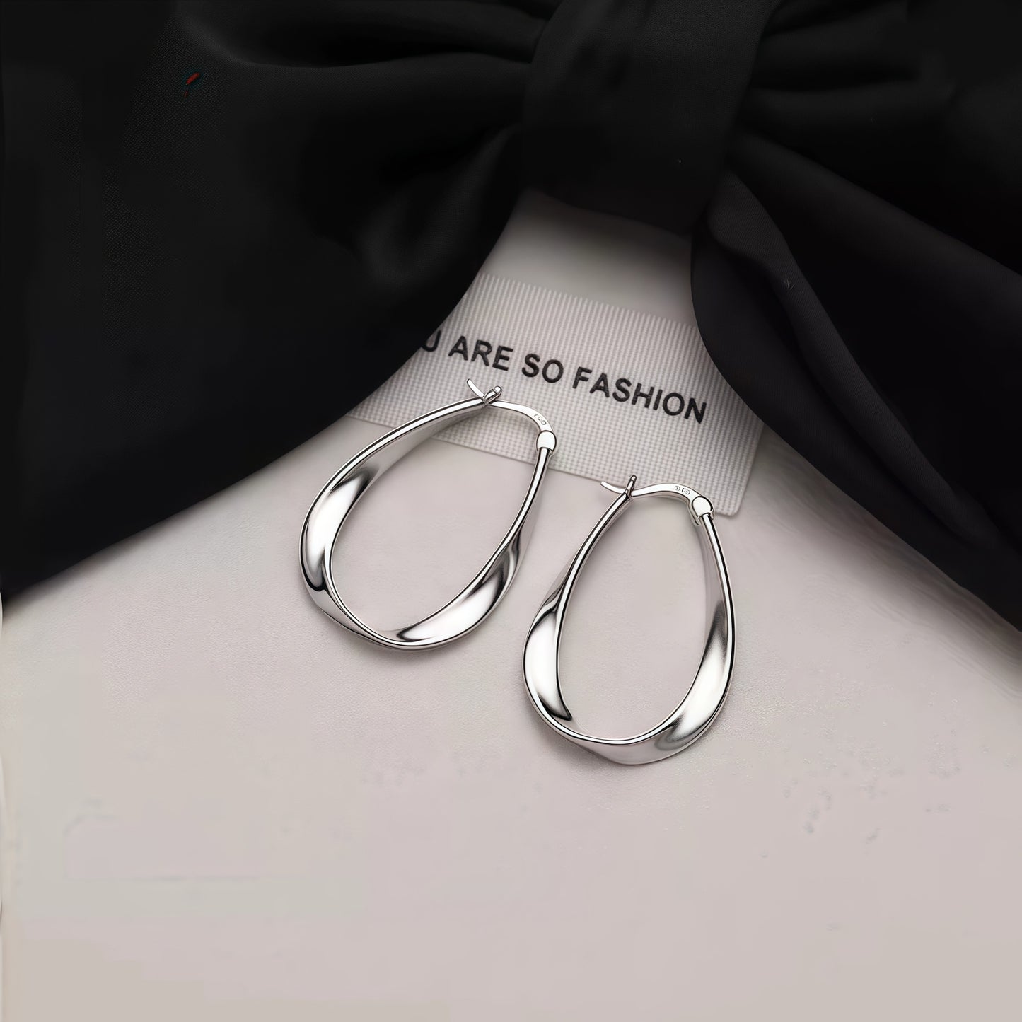 Sier Needle Mobius Female Niche Ear Rings
