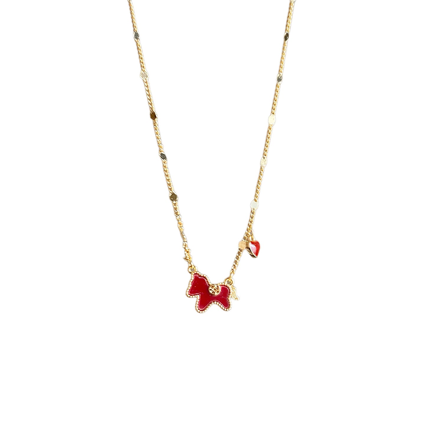 Women's Immediately Rich Zodiac Pony Light Luxury High-grade Red Heart Clavicle Rings