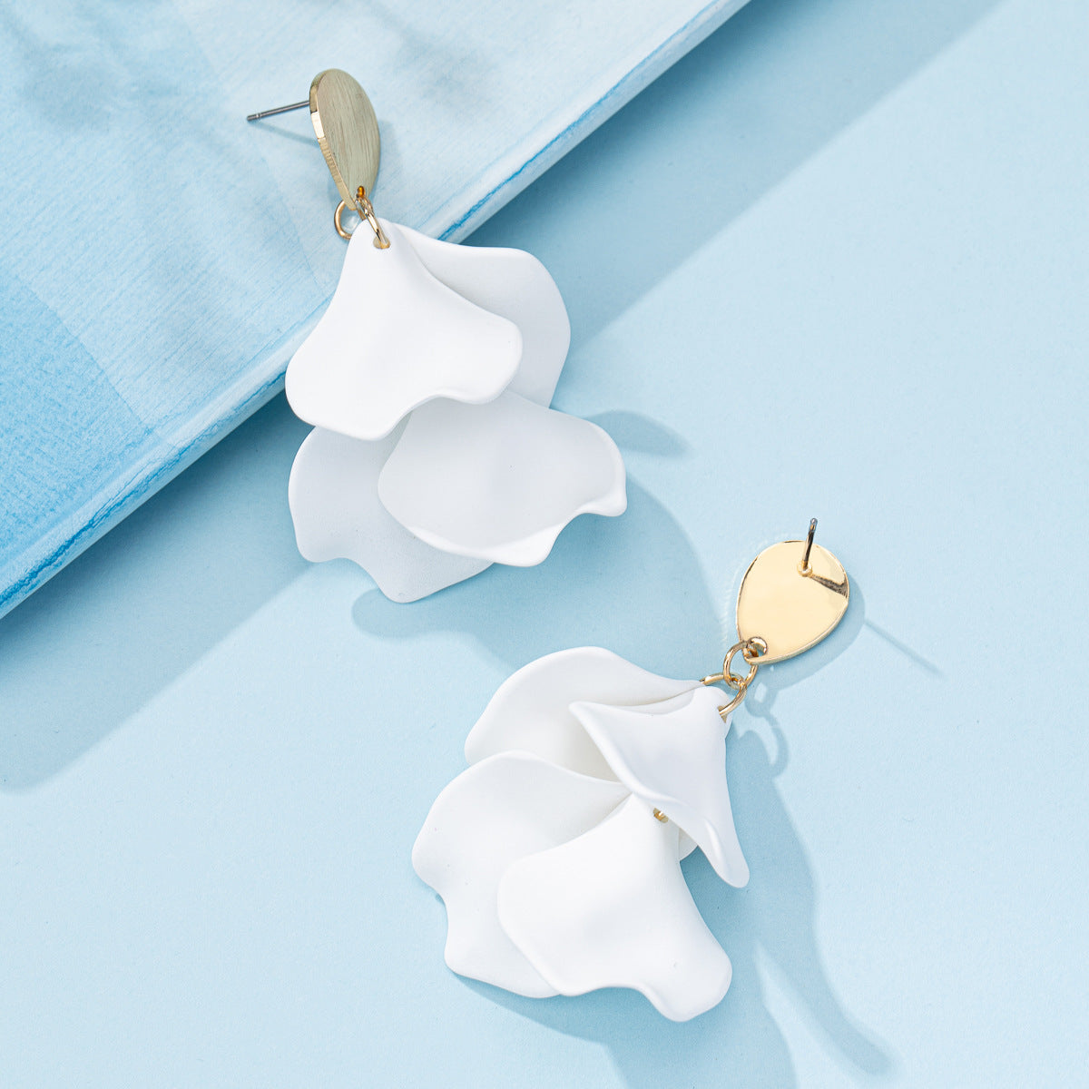 Women's Exaggerated Rose Petals Leaves Long Flower Tassel High-grade Earrings