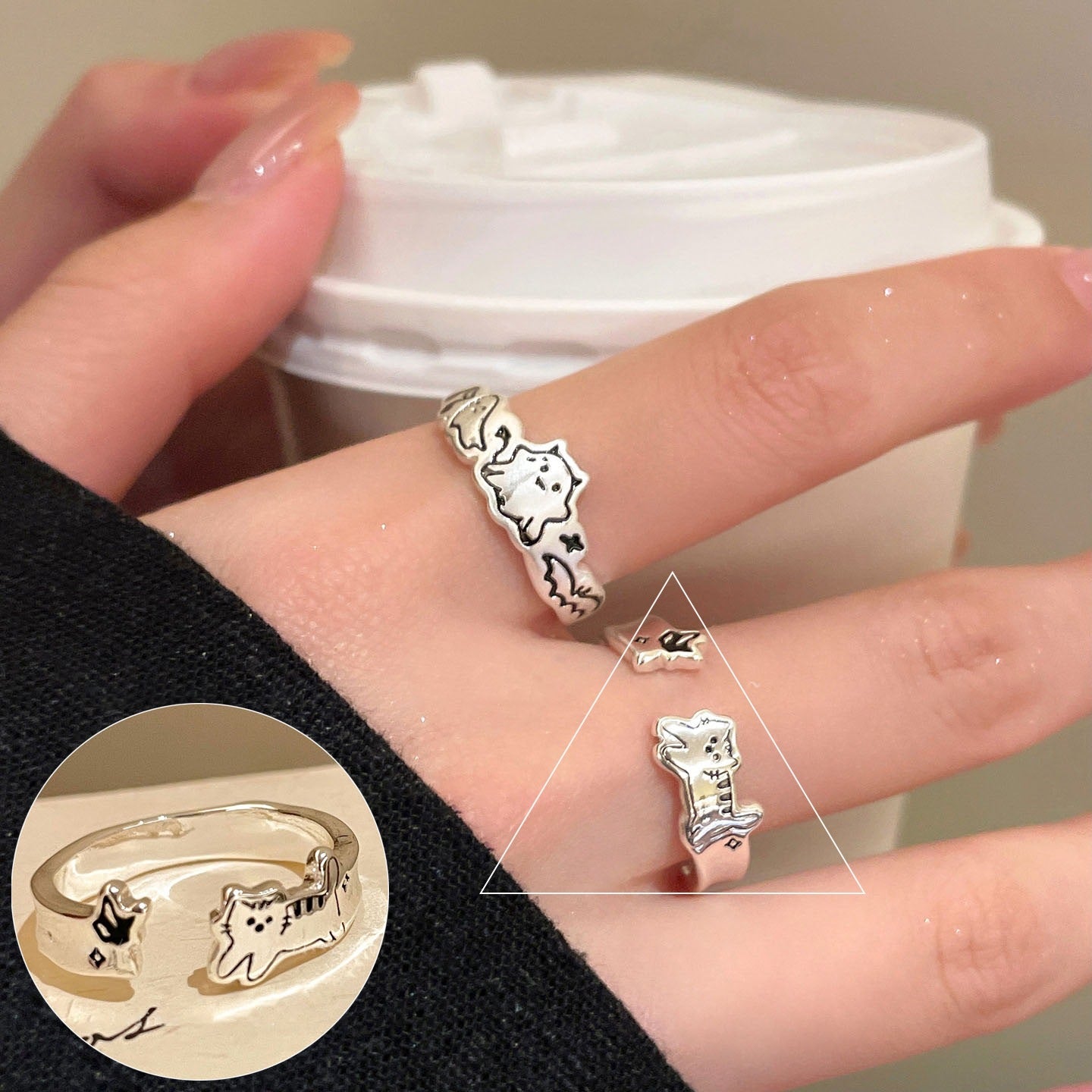 Roman Numeral Female Retro Fashion Chain Open Hip Hop Ring