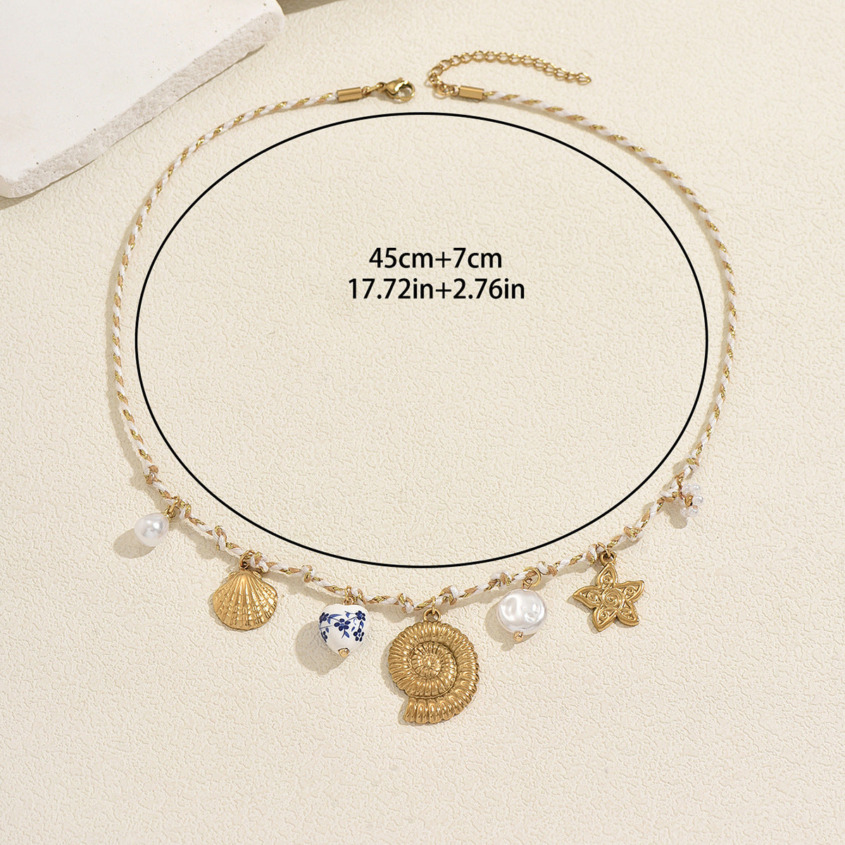 Women's Shell Oil Dripping Design Woven Clavicle Necklace