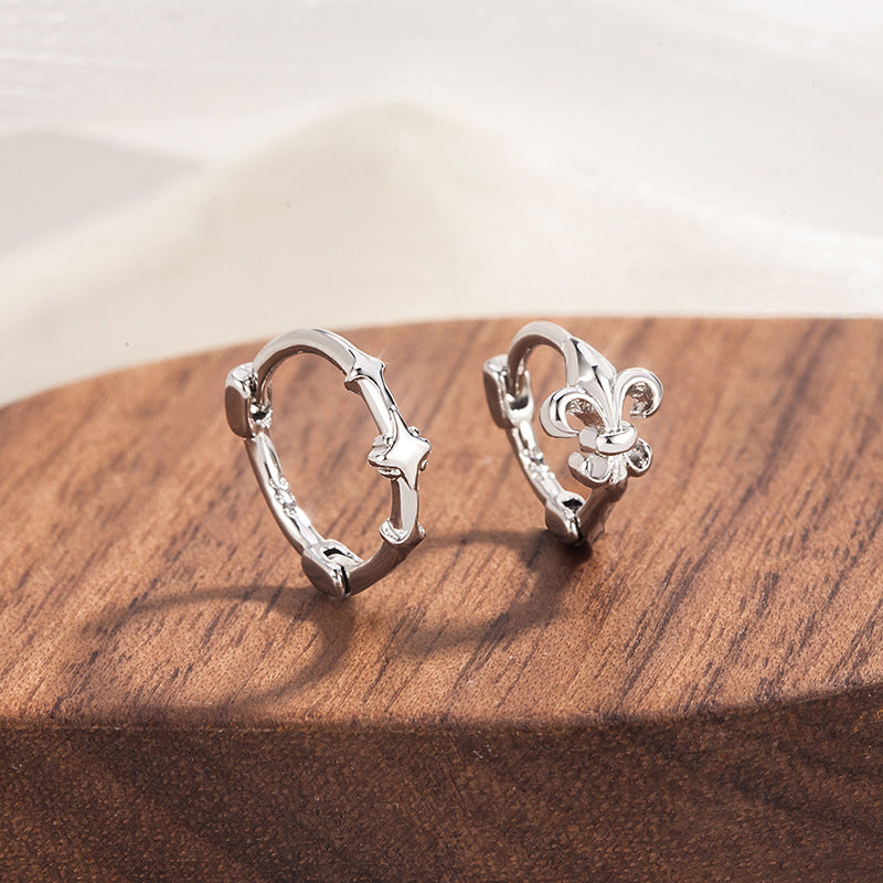 Women's & Men's Asymmetric Flower-de-luce Niche Unique Design Eardrops Ear Buckle