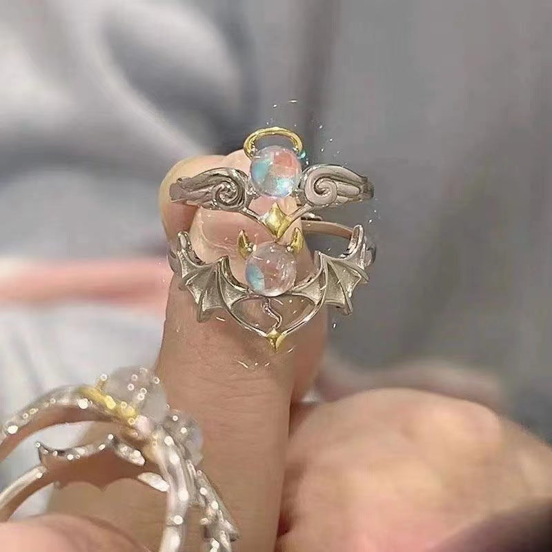 Angels Demons Couple Stylish Opening Adjustable For Boyfriends Girlfriends Ring