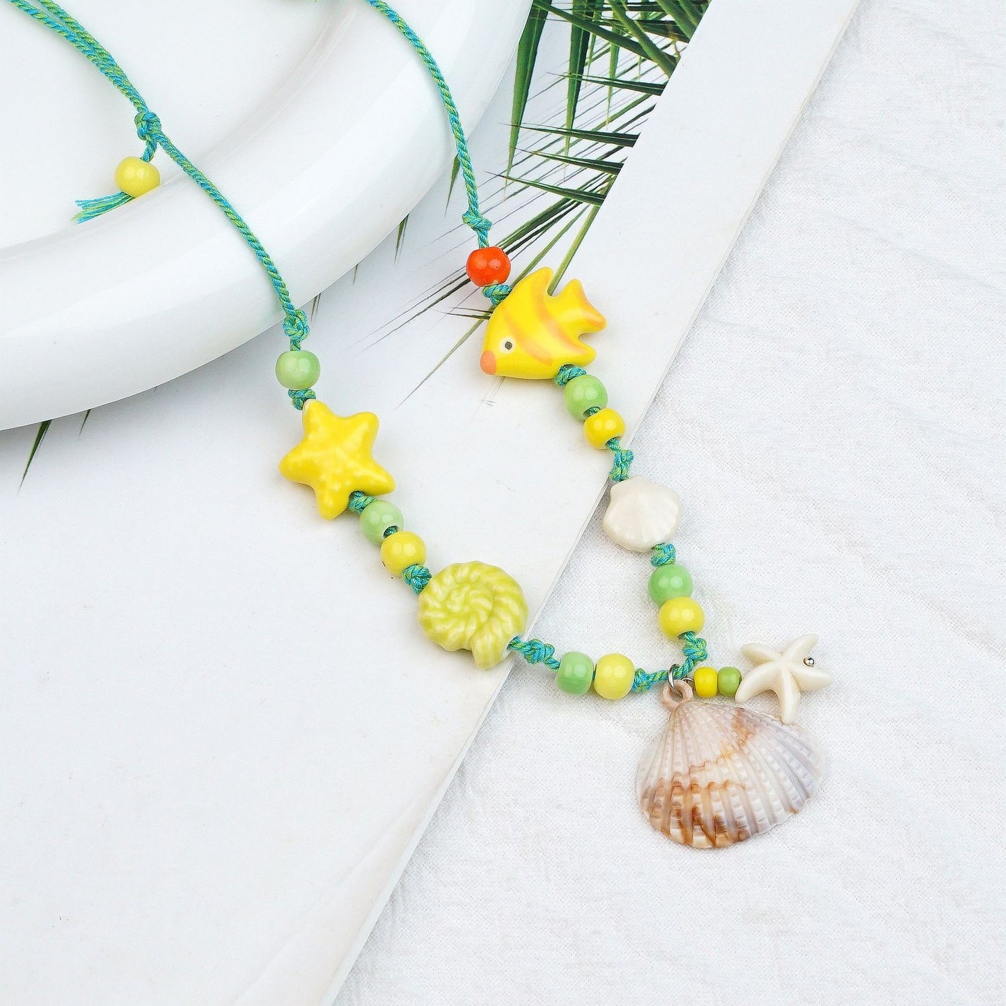Style Personalized Trendy Ceramic Geometric Colorful Fish Long High-grade Necklace
