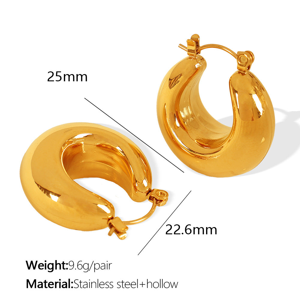 Titanium Steel Thick Cylindrical Hollow Ear Female Plated Solid Polished Rings