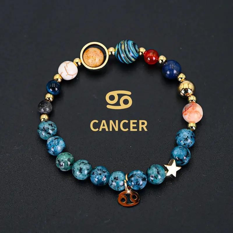 Planets Twee Constellations Natural Stone Blue Black Bracelet
