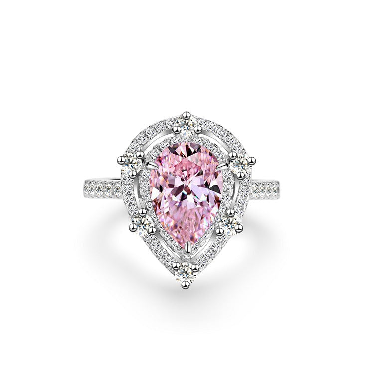 Ice Flower Cut Female Pink Diamond Rings