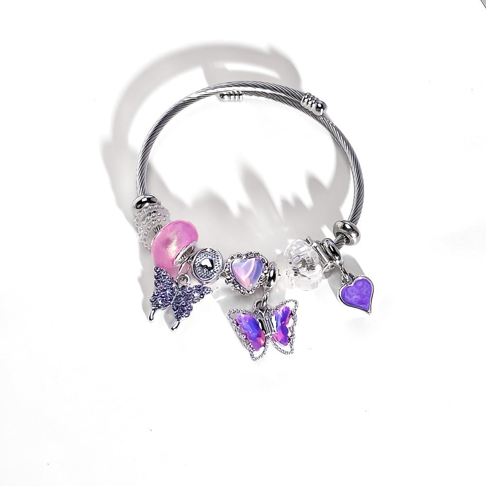 String Beads Love Butterfly Alloy Stainless Steel Bracelets