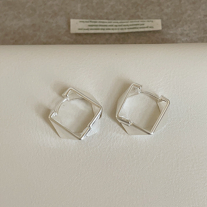 Style Geometric Irregular Rhombus Glossy Metal Personality Trendy Earrings