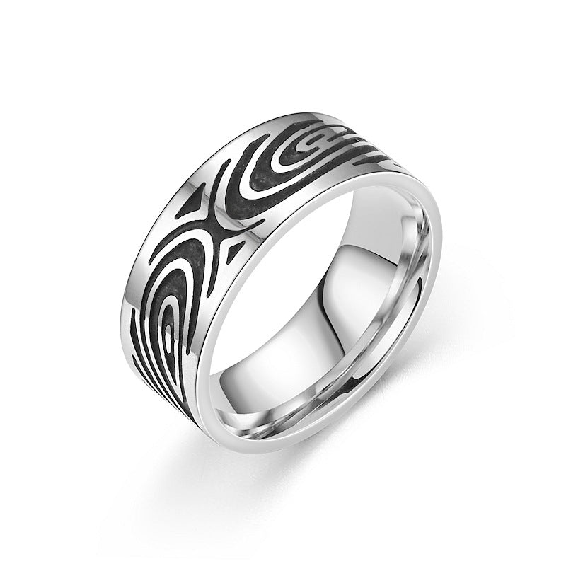 Men's Retro Style Titanium Steel Fashion Carving Rings