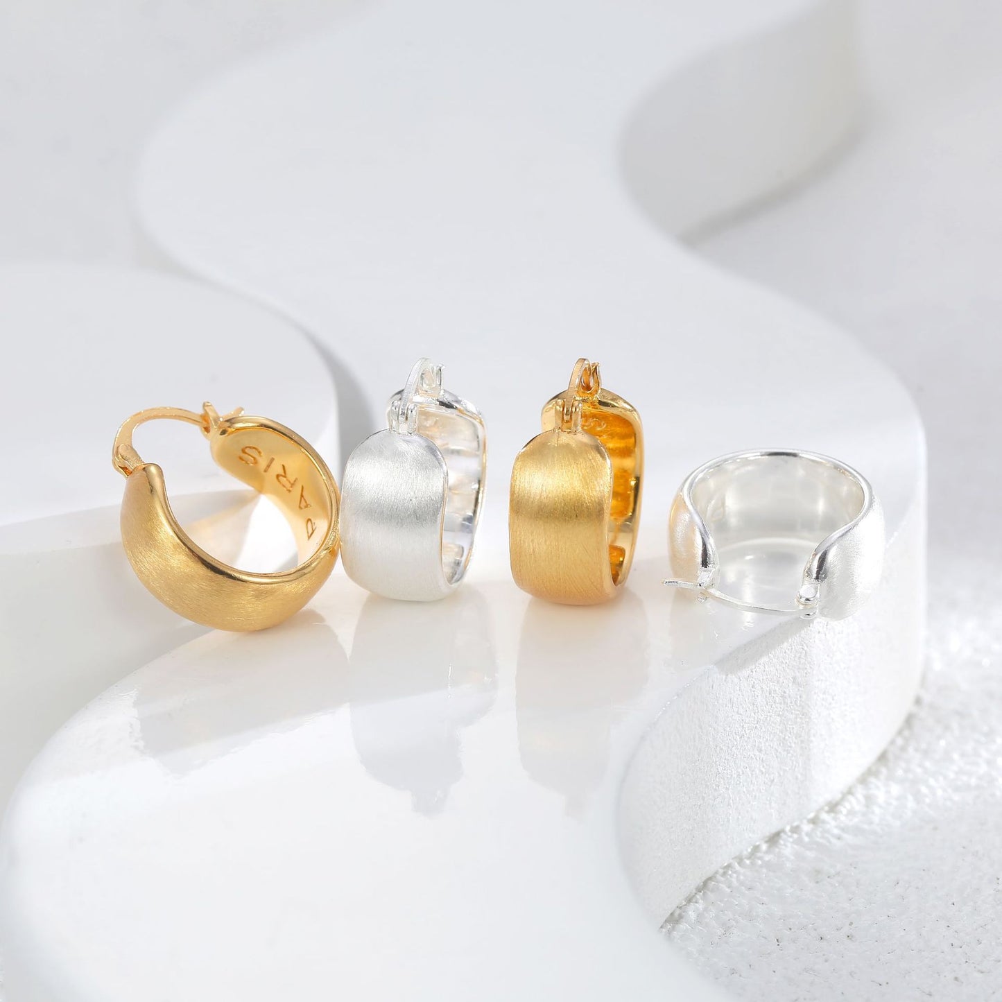 Retro Personalized Brushed Ear Clip Fashion Style Niche Stud Earrings