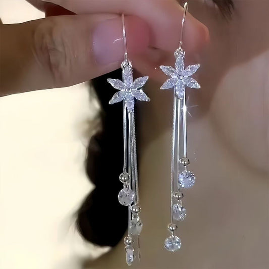Super Flash Rhinestone Flower Tassel High-grade Suitable For Round Ear Line