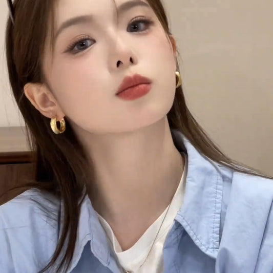 Brushed Golden Eardrop High-grade Cold Wind Earrings