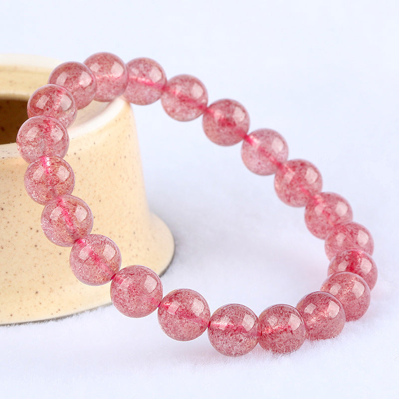 Natural Strawberry Quartz Crystal Ornament Iced Bracelets