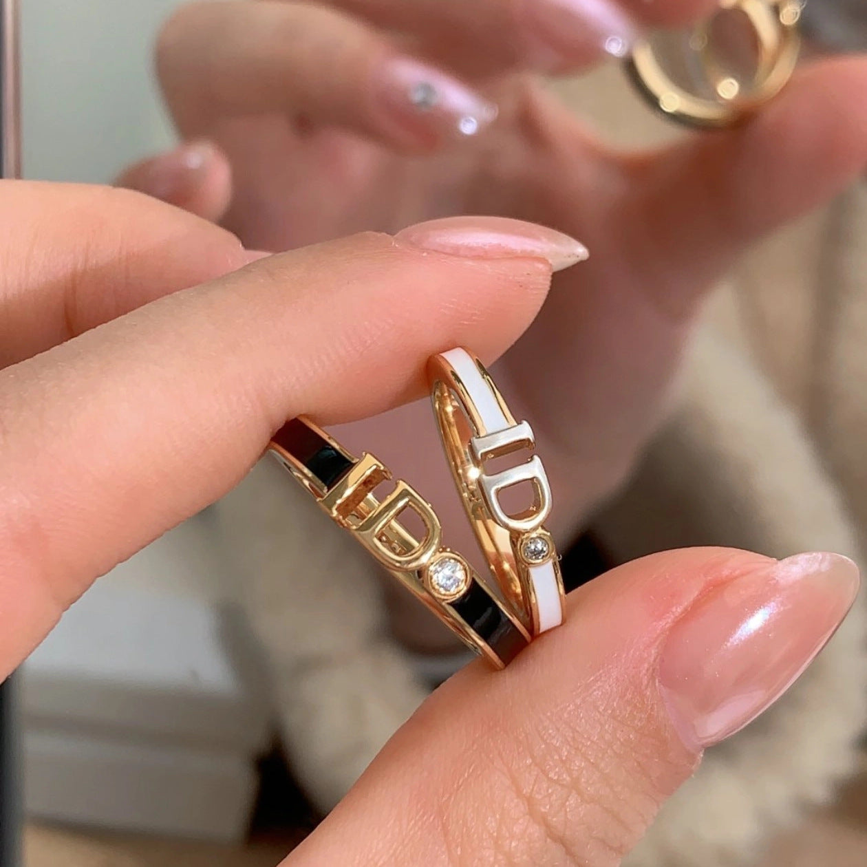 Couple Design High-grade Light Luxury Letters Opening Valentine's Day Commemorative Ring