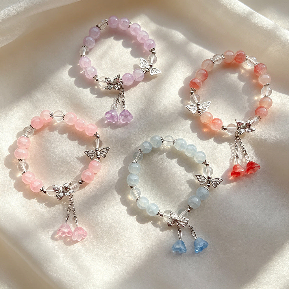 Glaze Butterfly Lily Design Female High-grade Sweet Girlfriends Bracelets