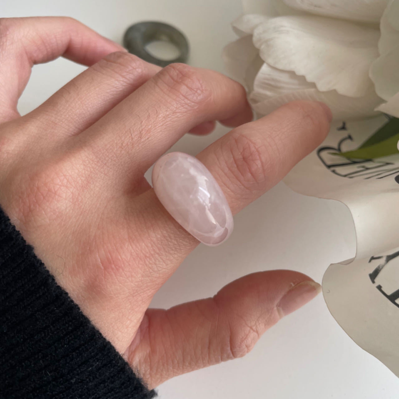 Sense Tigereye Pink Crystal Mountain Jade Rings