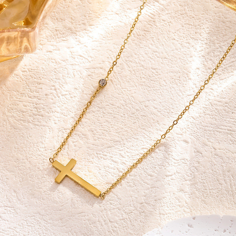 Light Luxury Minority Design Sense Exquisite Refined Grace Cross Simple Necklace