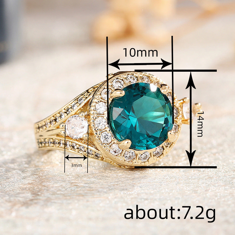Crown Old Money Style Imitation Green Jade Female Lady Temperament Ring