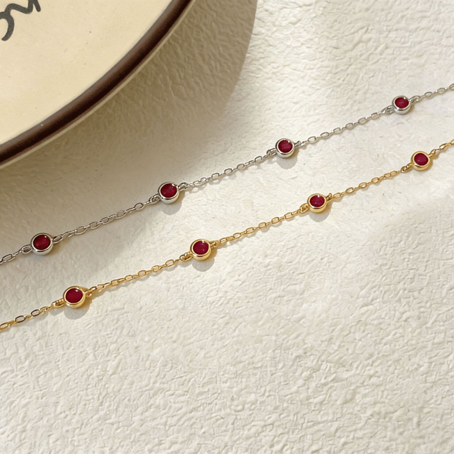 Women's Sterling Sier Ruby Bubble Diamond Light Luxury Fashion Simple Bracelet