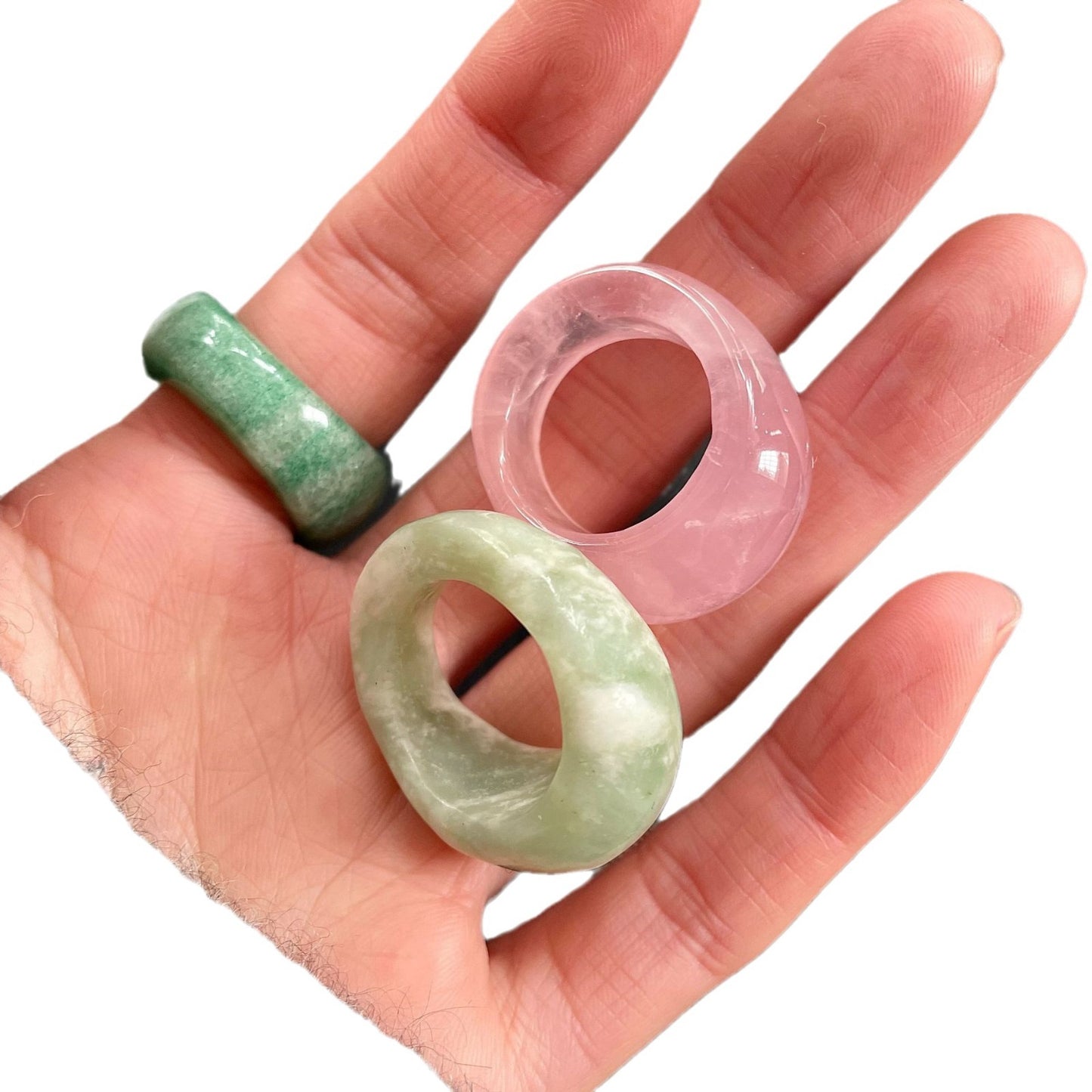 Sense Tigereye Pink Crystal Mountain Jade Rings