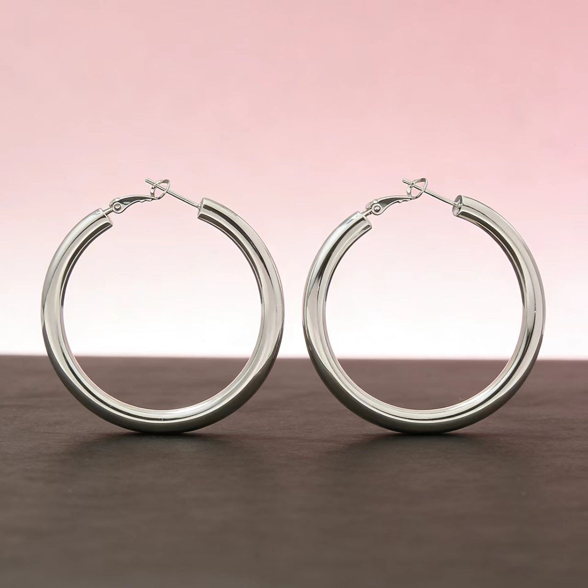 Steel Fashion Hollow Exaggerated Personalized Round Thick Circle Earrings