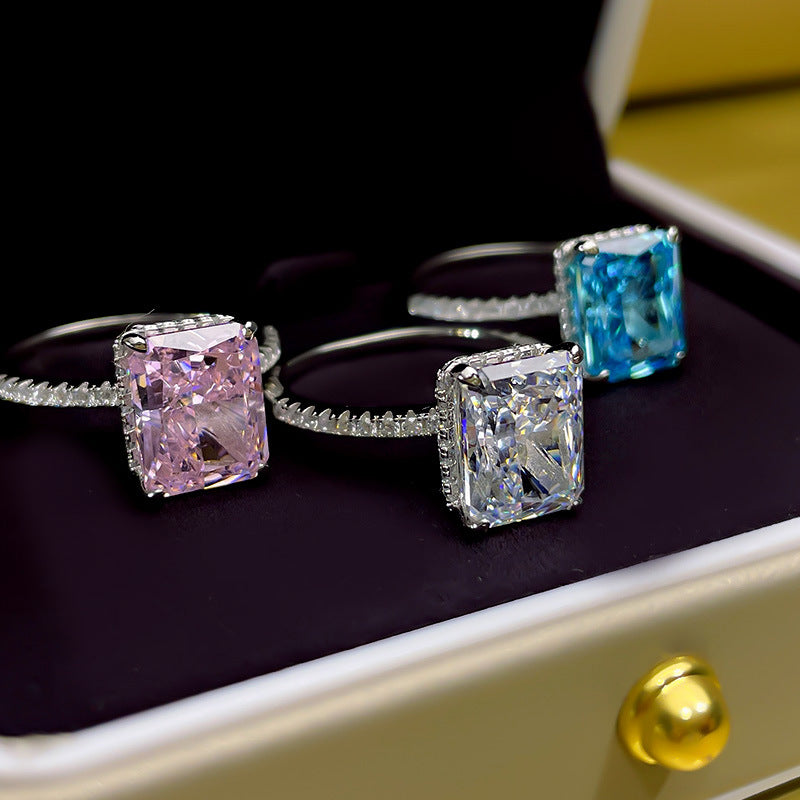 Women's Affordable Luxury Style Colored Gems Sterling Sier Rings