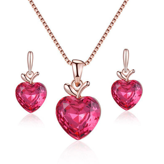 Graceful Trendy Apple Water Drop Suits Jewelry Set