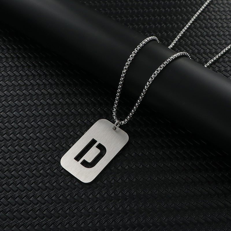 Women's & Men's Hop Sweater Chain Accessories Rectangular Glossy Dog Tag Stainless Pendants