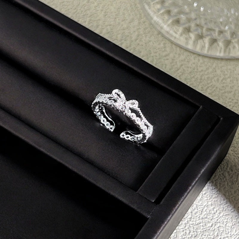 Sweet Style Niche Design Butterfly Flower Female Lace Hollow Out Ring